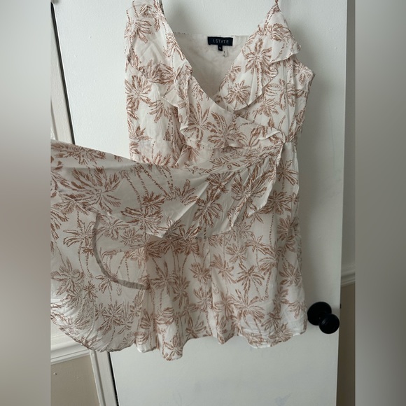 1.State Women's Printed Faux Wrap Front Ruffle Romper - Picture 5 of 5